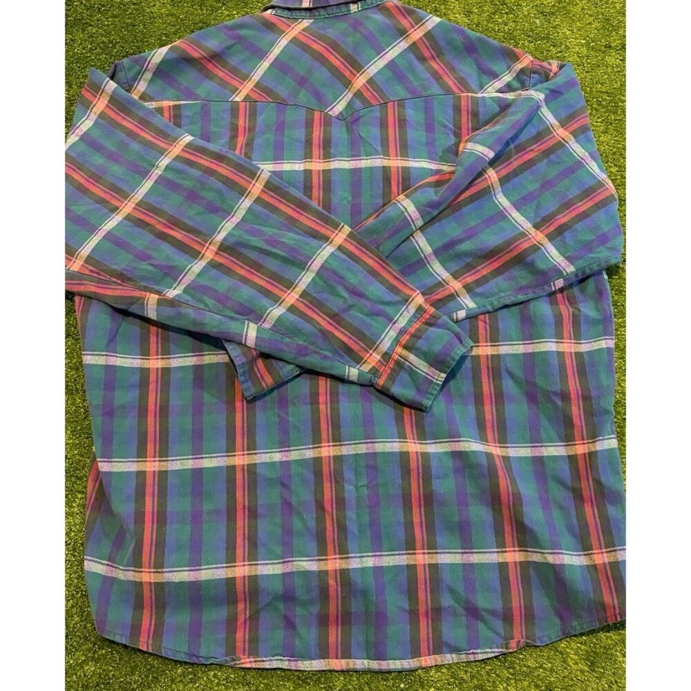 Vintage five brother shirt mens XL blue green pearl snap pockets western 39 - Picture 11 of 13